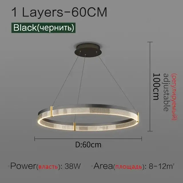 Modern black & gold decorbites circle chandelier dining room light