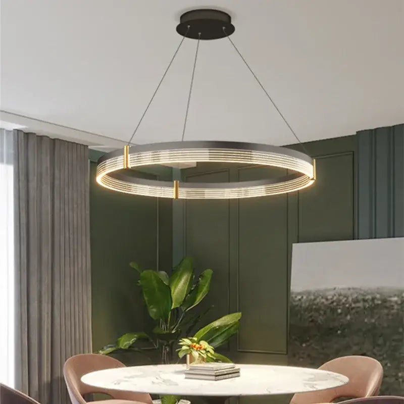 Modern black & gold decorbites circle chandelier dining room light
