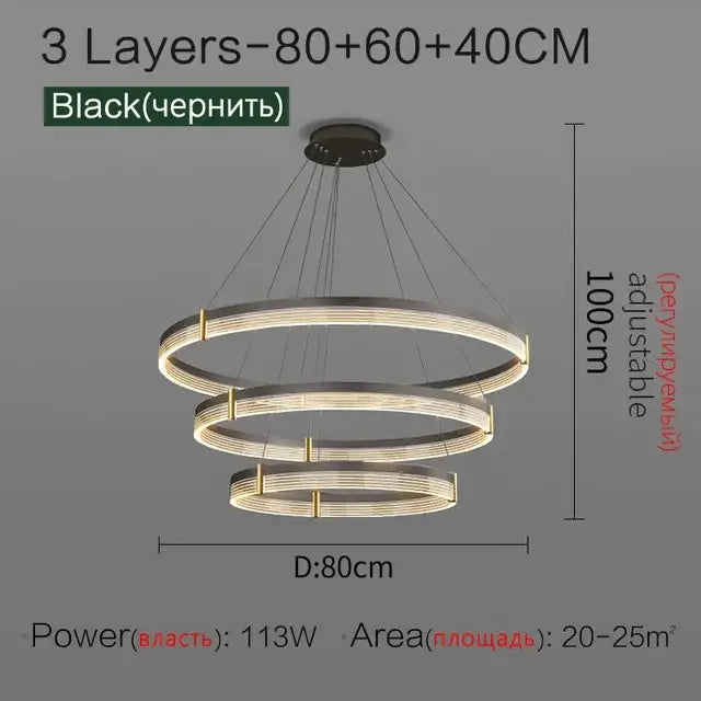 Modern black & gold decorbites circle chandelier dining room light