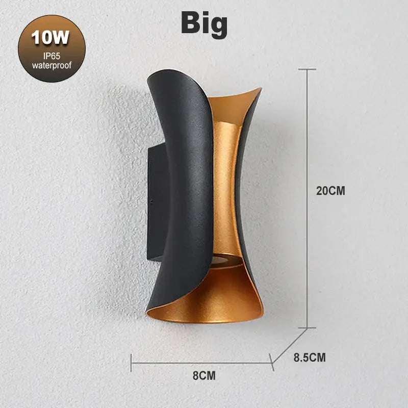 Modern black & gold decorbites led waterproof wall lamp living room