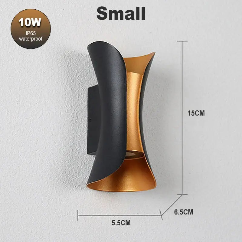 Modern black & gold decorbites led waterproof wall lamp living room