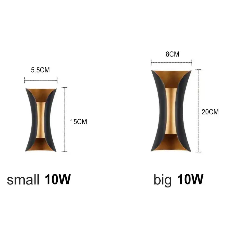 Modern black & gold decorbites led waterproof wall lamp living room