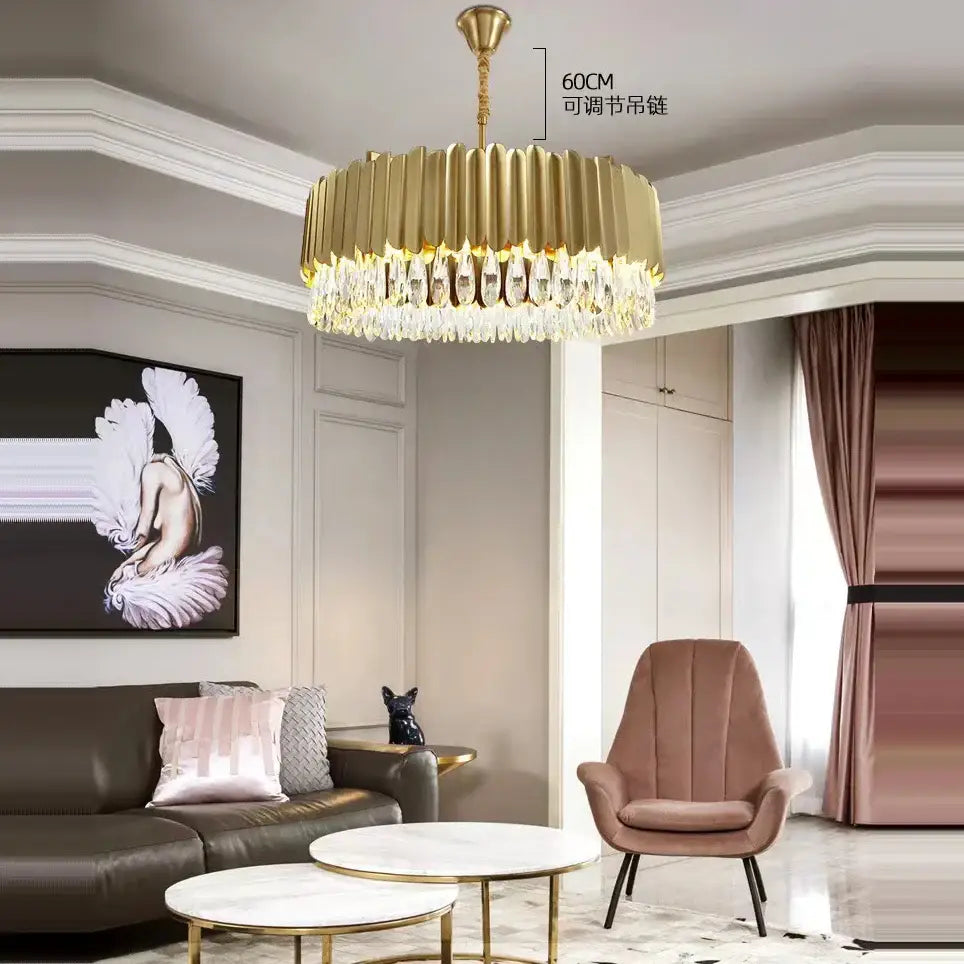 Modern black & gold dimmable led round ceiling chandeliers dining room