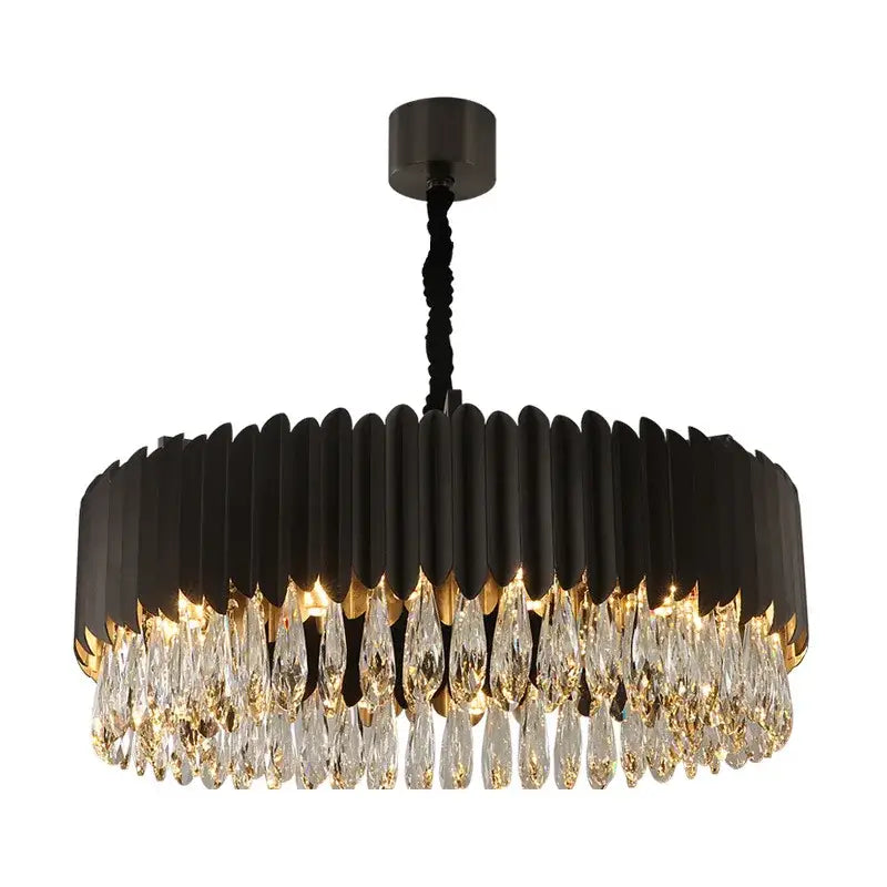 Modern black & gold dimmable led round ceiling chandeliers dining room