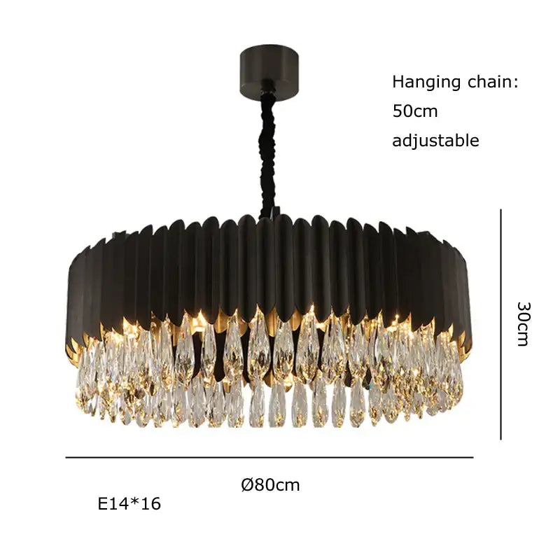 Modern black & gold dimmable led round ceiling chandeliers dining room