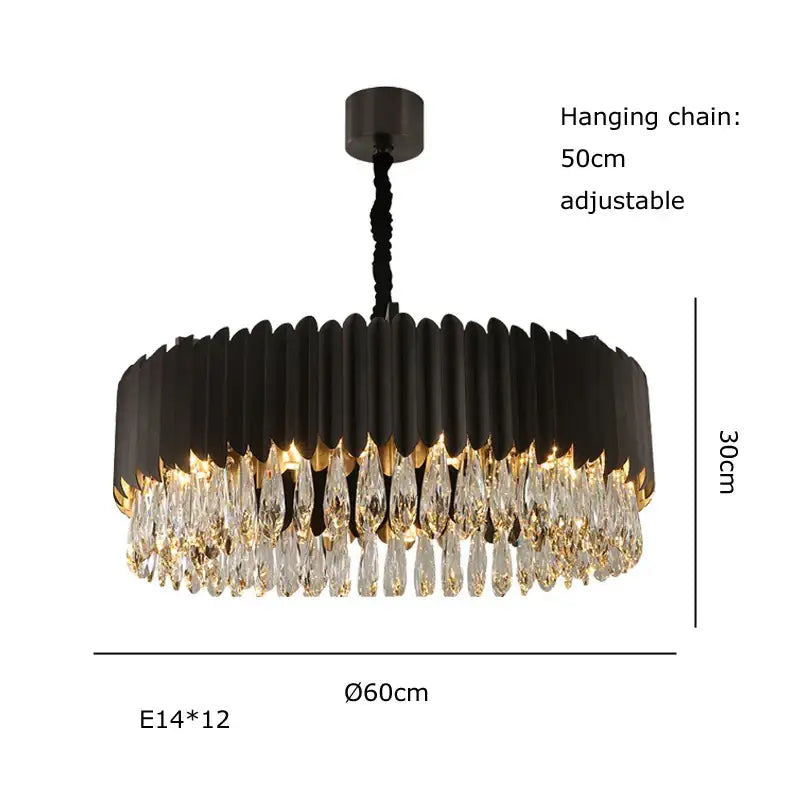 Modern black & gold dimmable led round ceiling chandeliers dining room