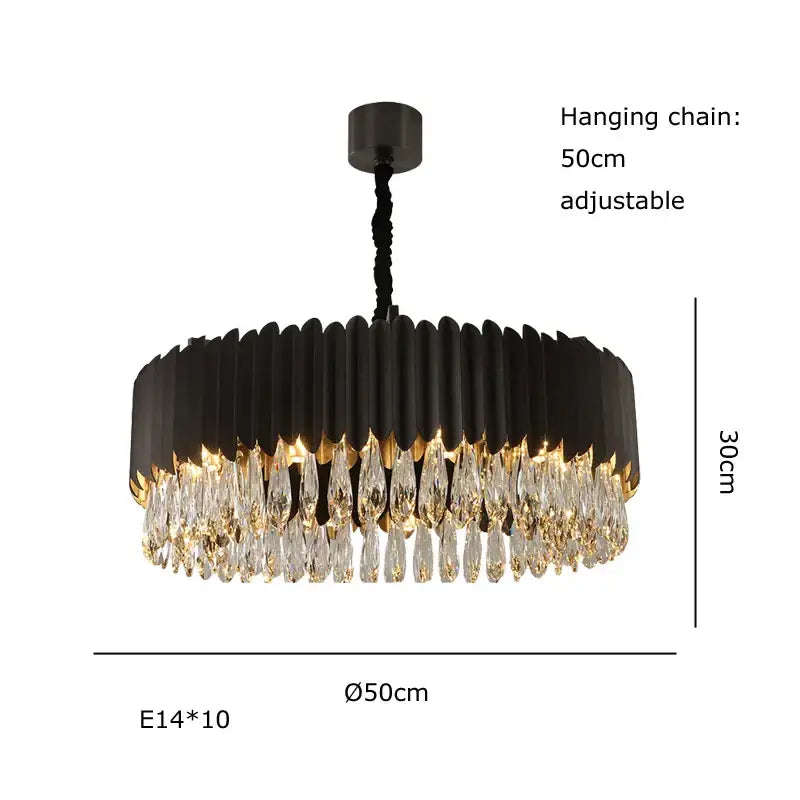 Modern black & gold dimmable led round ceiling chandeliers dining room
