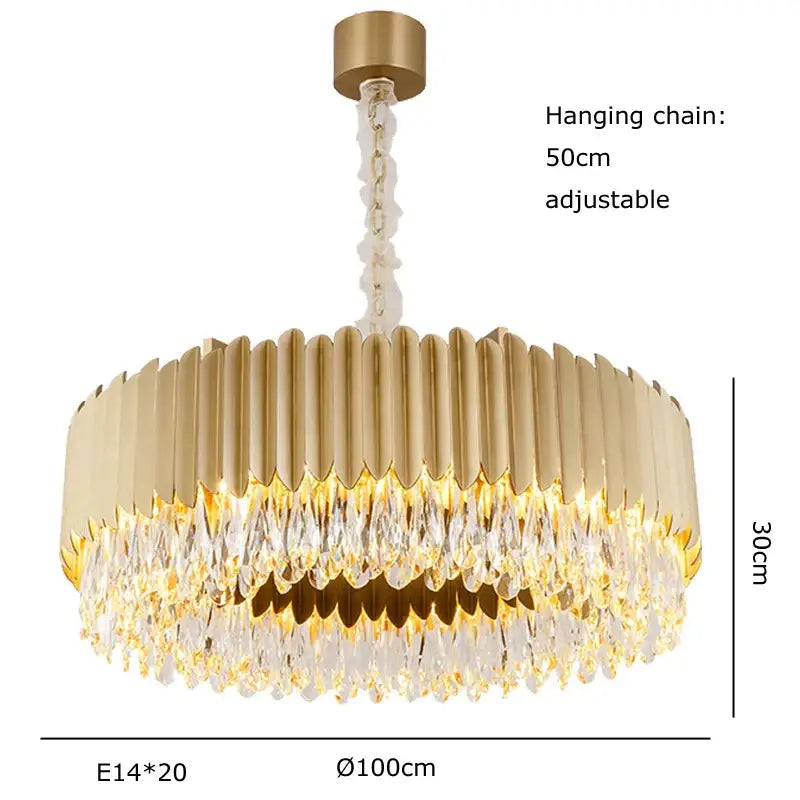 Modern black & gold dimmable led round ceiling chandeliers dining room