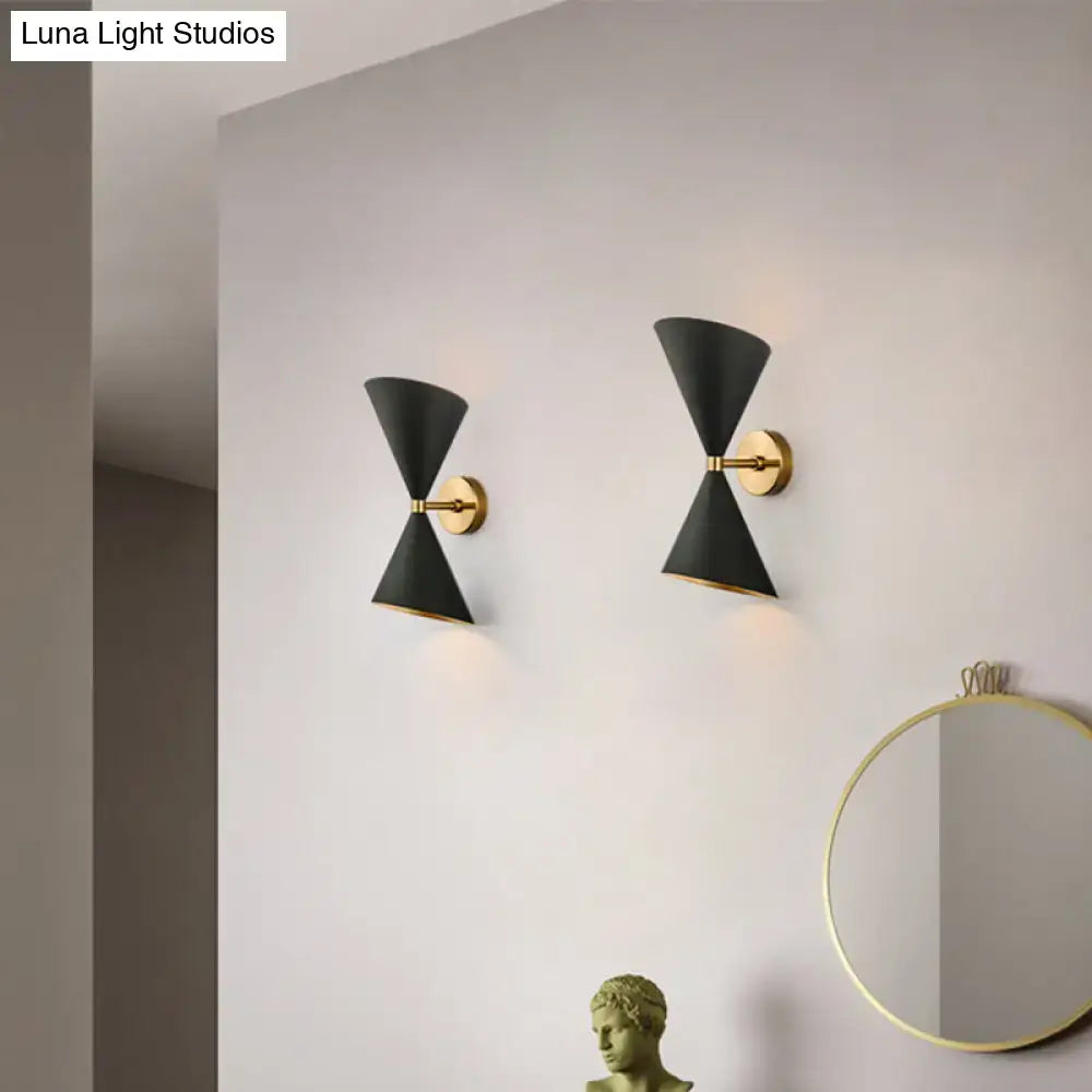 Modern black & gold double cone-shaped wall lamp hallway sconce