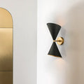 Modern black & gold double cone-shaped wall lamp hallway sconce