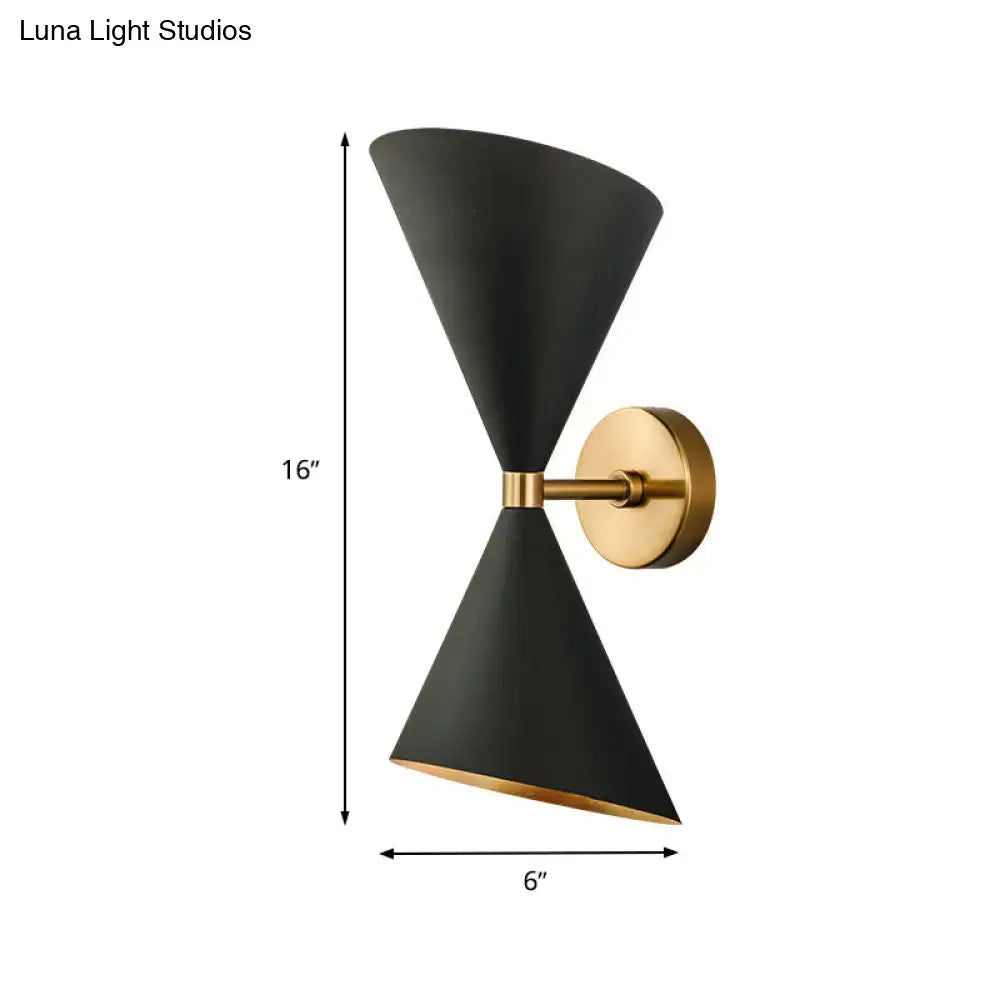 Modern black & gold double cone-shaped wall lamp hallway sconce