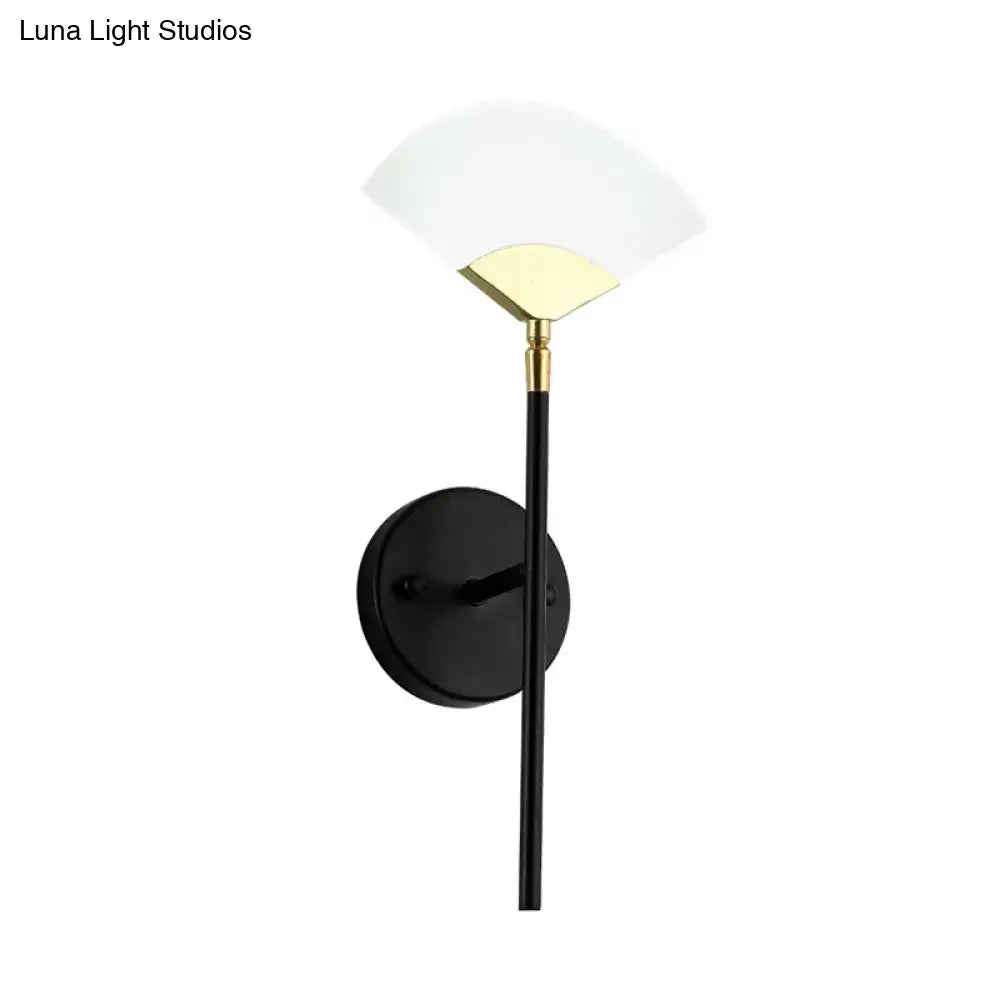 Modern black & gold fan wall mount light bedroom sconce