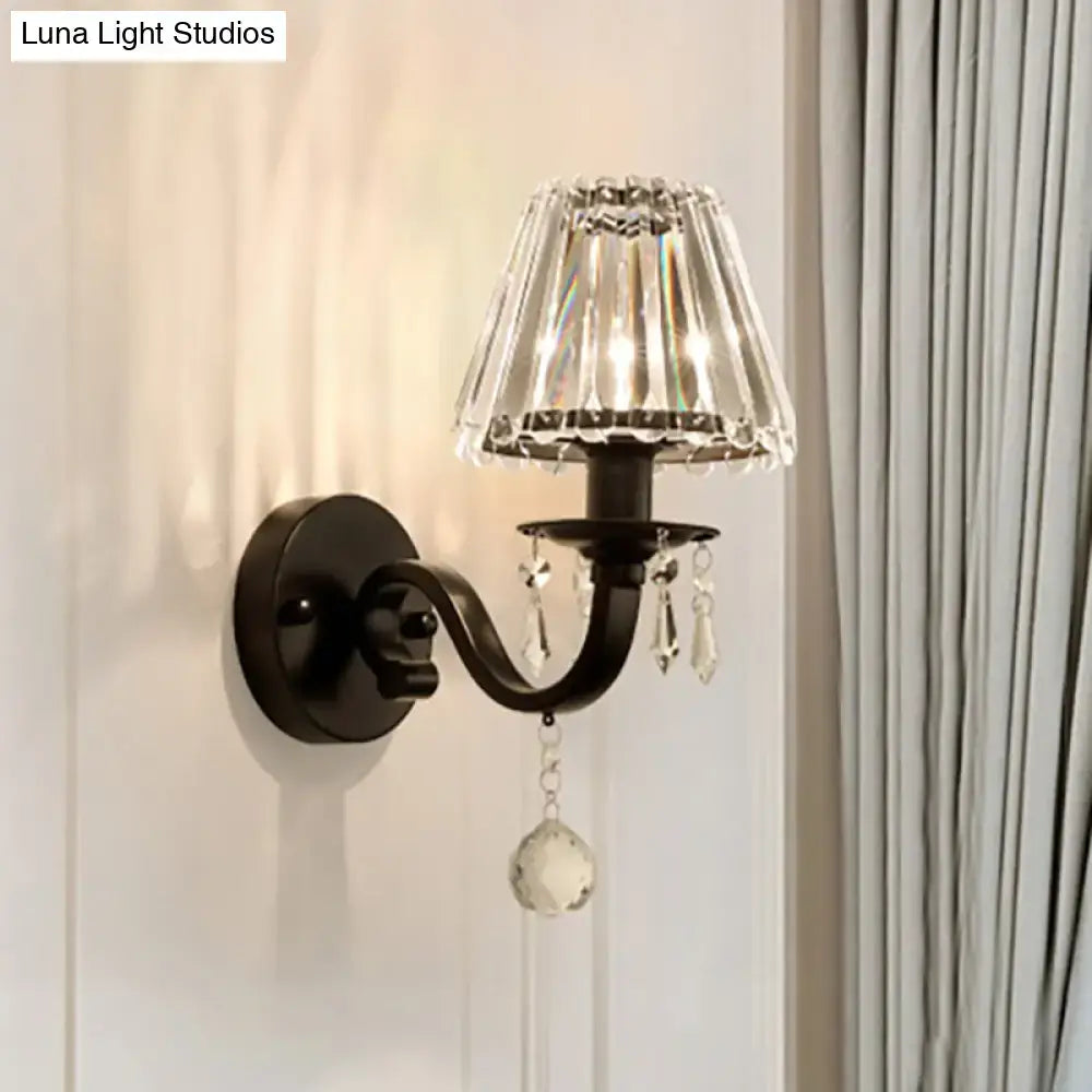 Modern black & gold finish crystal wall sconce for living room