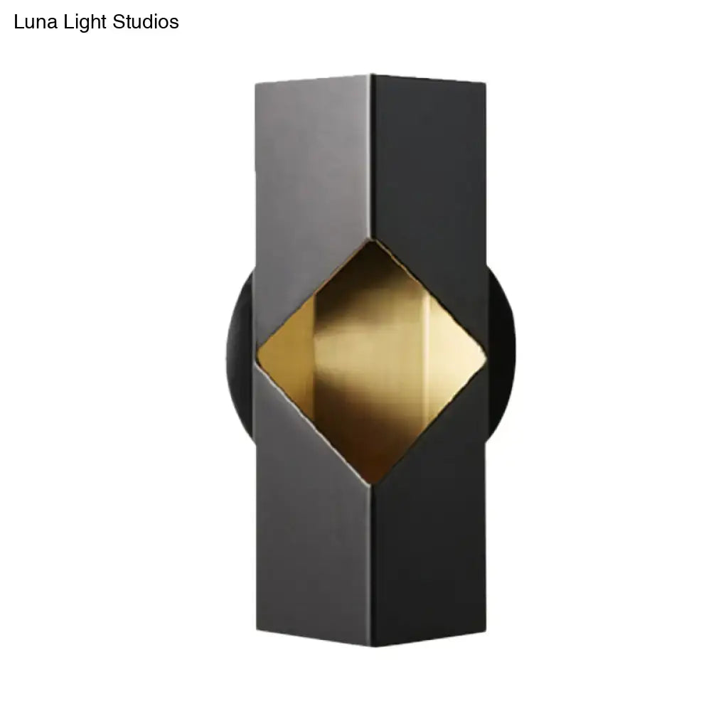 Modern black & gold geometric led sconce bedroom iron shade fixture