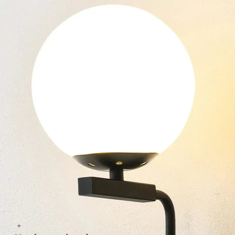 Modern black & gold glass ball led wall lamp bedroom sconce