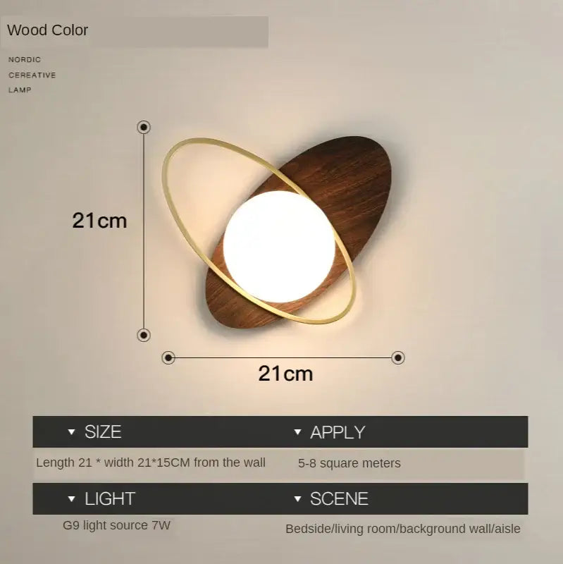 Modern black & gold glass ball led wall lamp bedroom sconce
