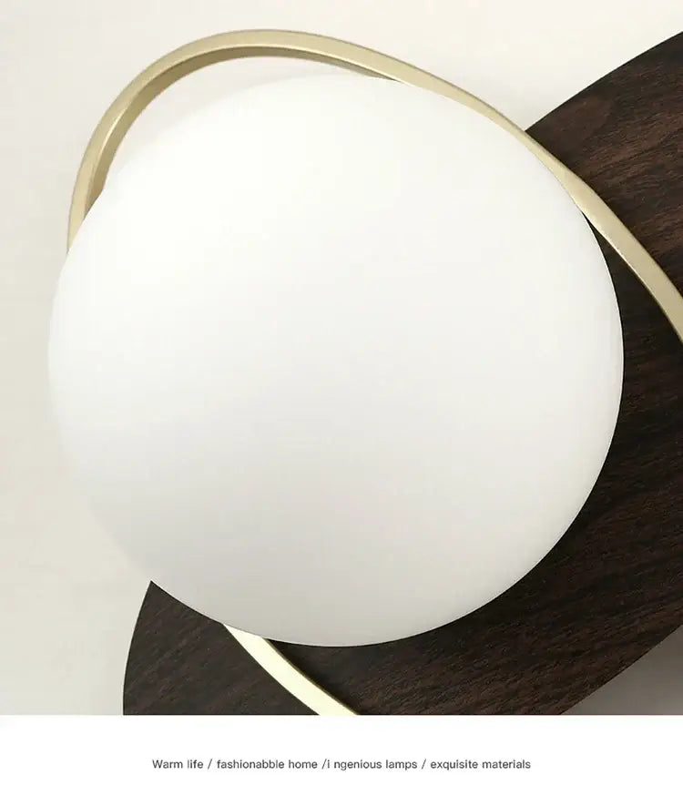 Modern black & gold glass ball led wall lamp bedroom sconce