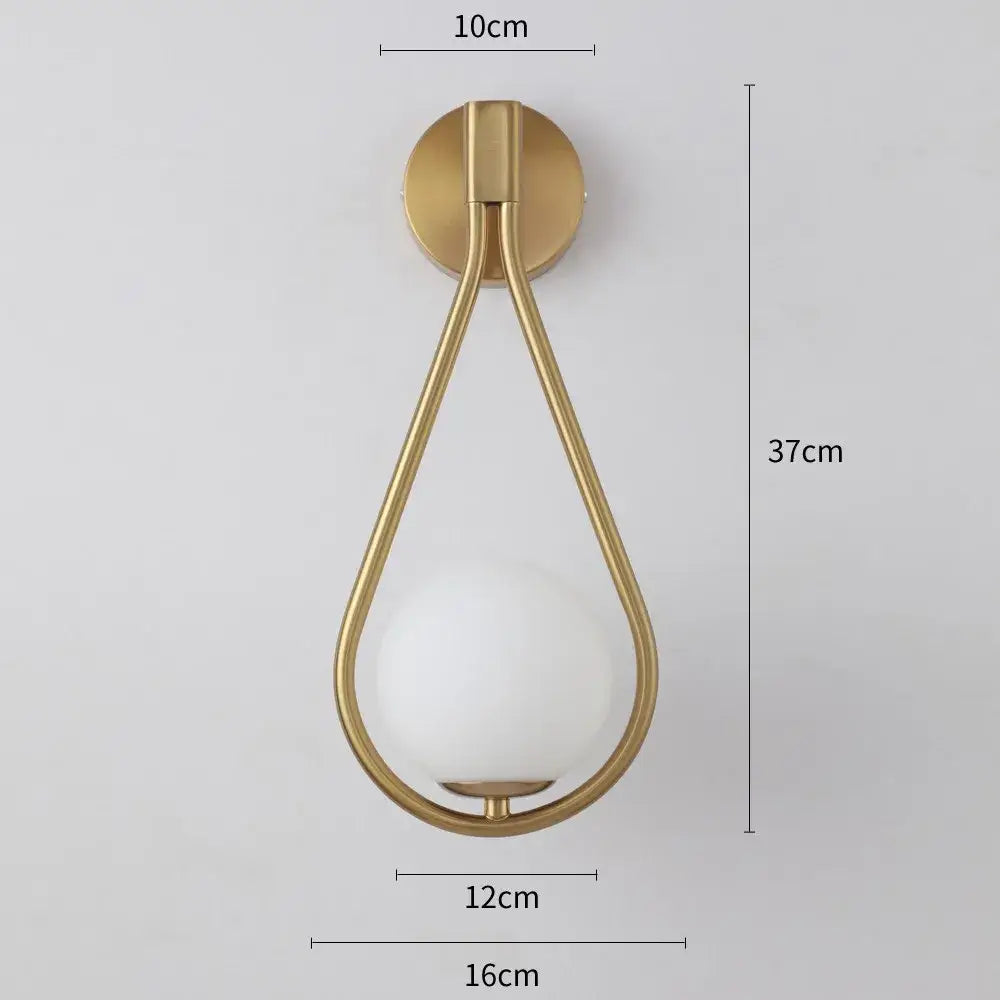 Modern black & gold glass ball led wall lamp bedroom sconce