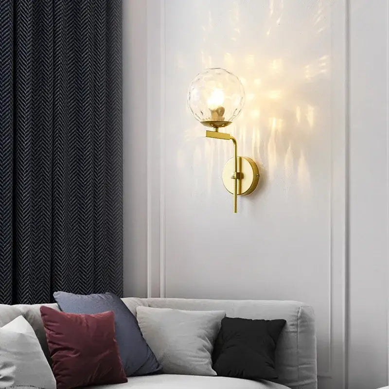 Modern black & gold glass ball led wall lamp bedroom sconce