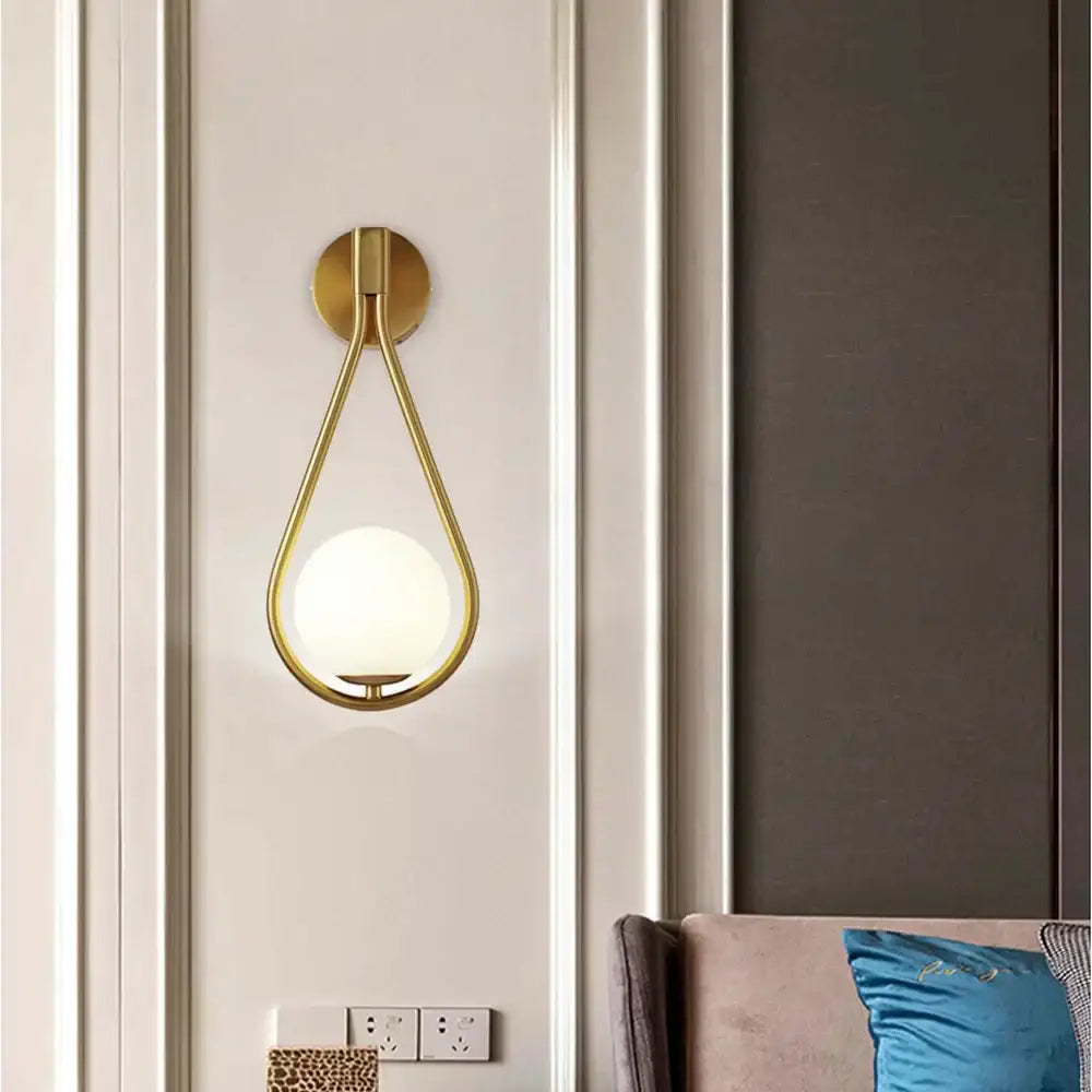 Modern black & gold glass ball led wall lamp bedroom sconce