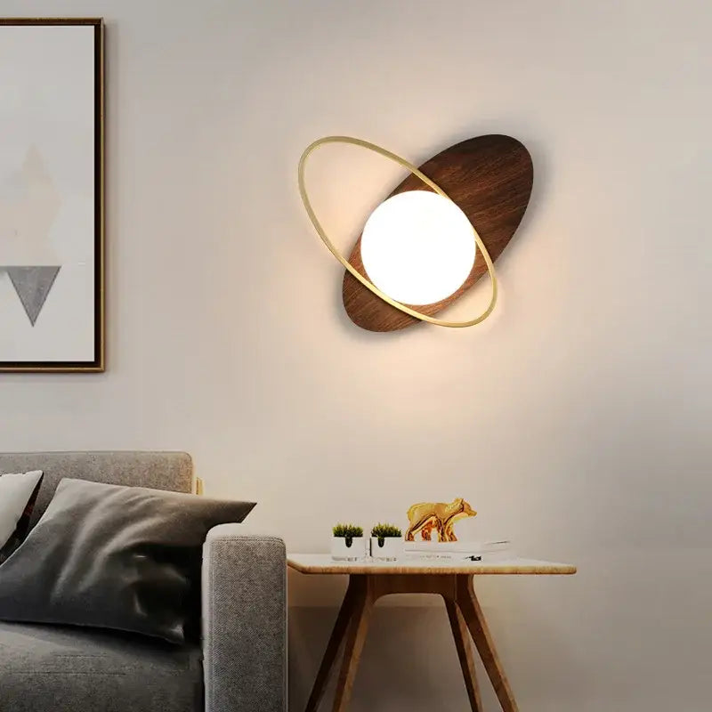 Modern black & gold glass ball led wall lamp bedroom sconce