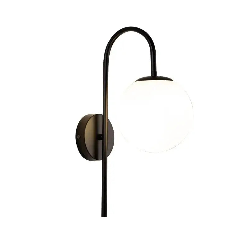Modern black & gold glass ball led wall light bedroom sconce