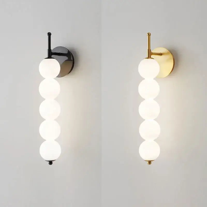Modern black & gold glass bedside led wall lamp bedroom sconce