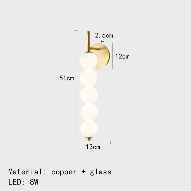 Modern black & gold glass bedside led wall lamp bedroom sconce
