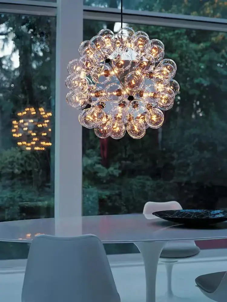 Modern black & gold glass dandelion led chandelier living room light