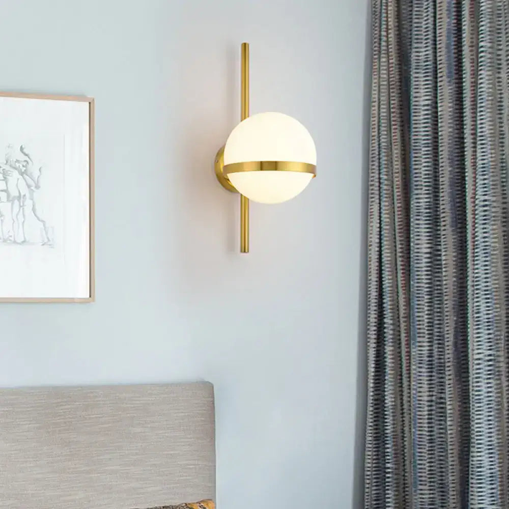 Modern black & gold glass shade wall sconce bedroom e26 e27 light