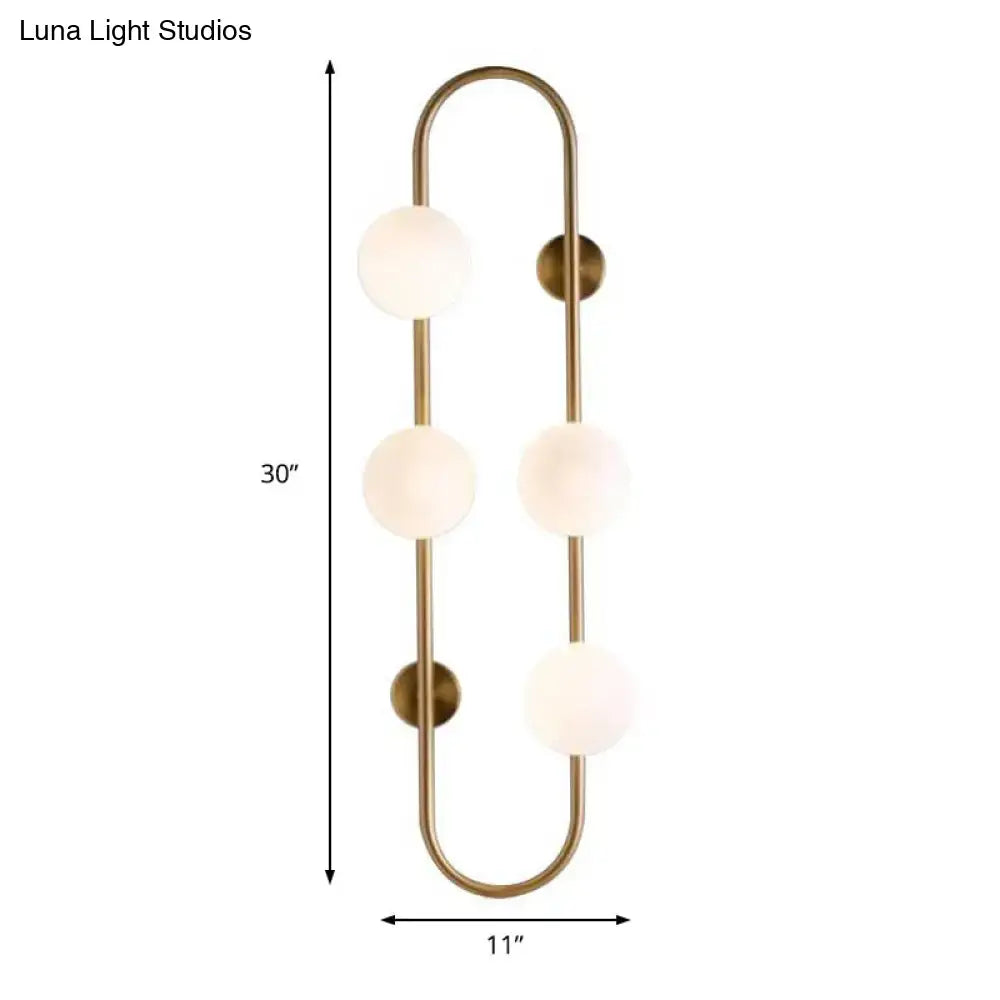 Modern black & gold globe wall sconce bedroom white glass light
