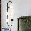 Modern black & gold globe wall sconce bedroom white glass light