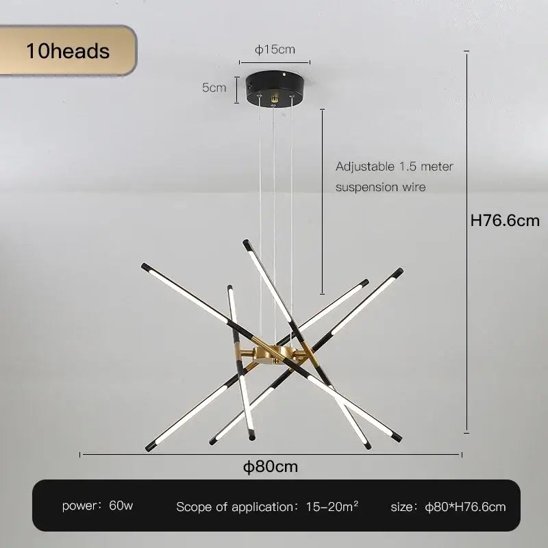 Modern black & gold led ceiling chandelier living room light