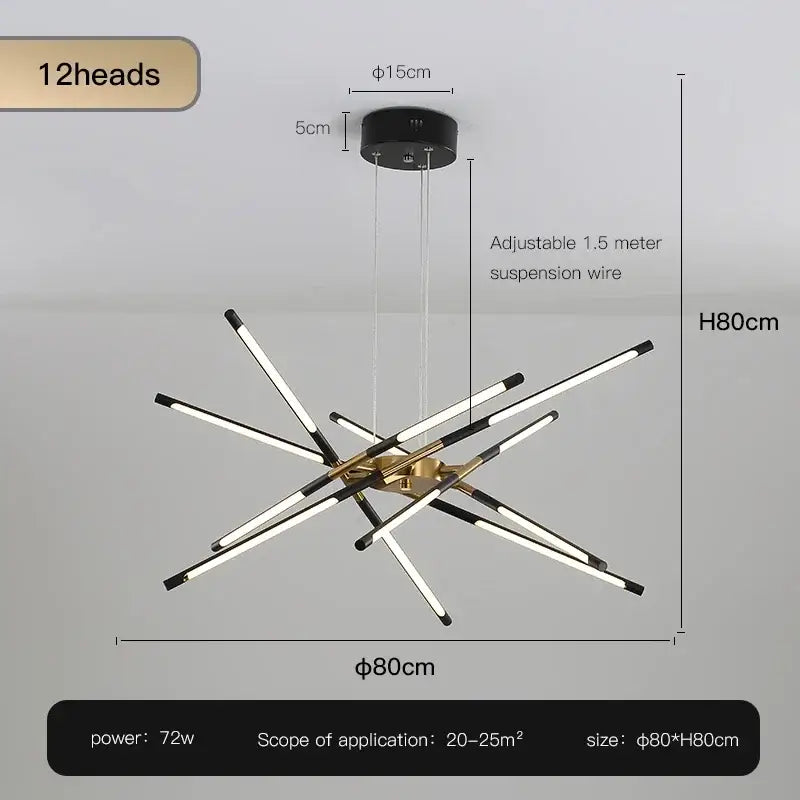 Modern black & gold led ceiling chandelier living room light