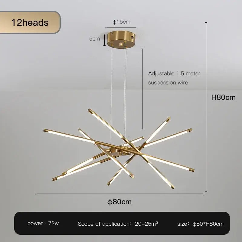Modern black & gold led ceiling chandelier living room light
