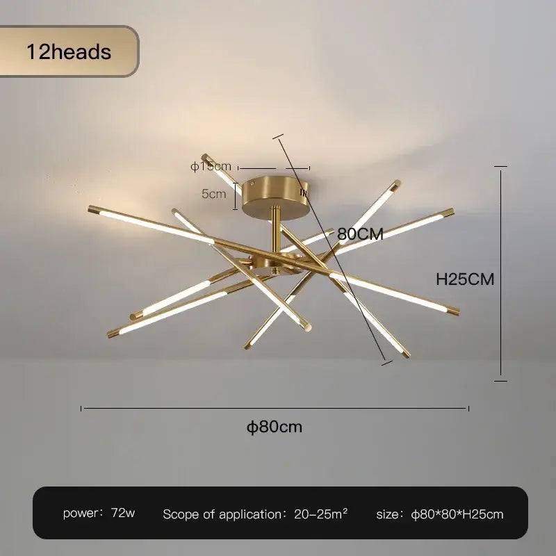 Modern black & gold led ceiling chandelier living room light
