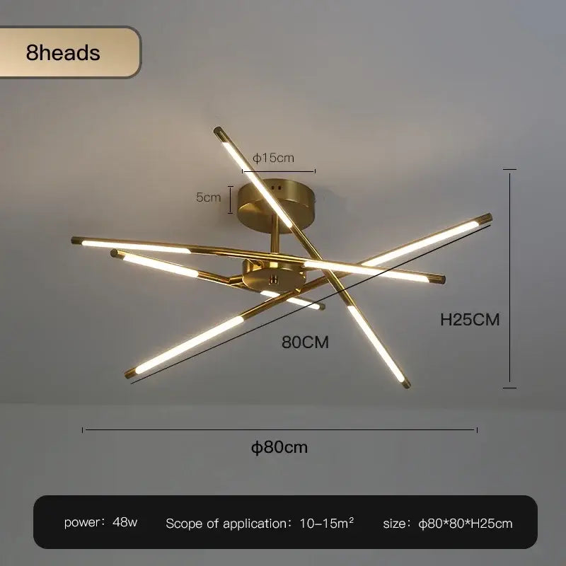Modern black & gold led ceiling chandelier living room light