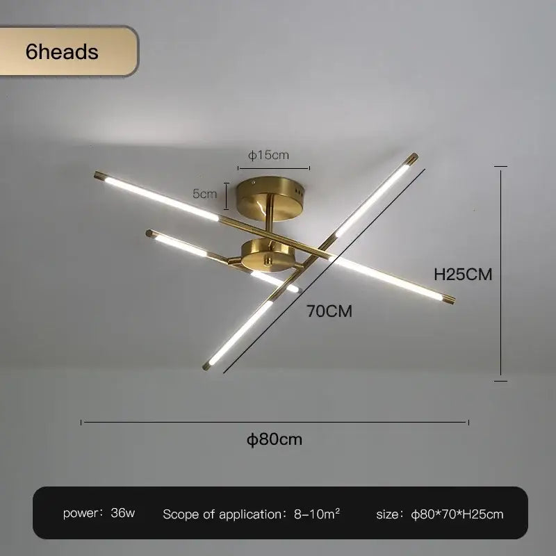 Modern black & gold led ceiling chandelier living room light