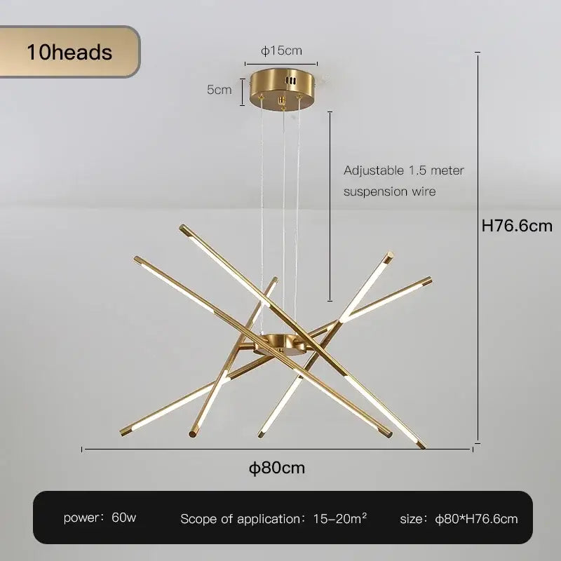Modern black & gold led ceiling chandelier living room light