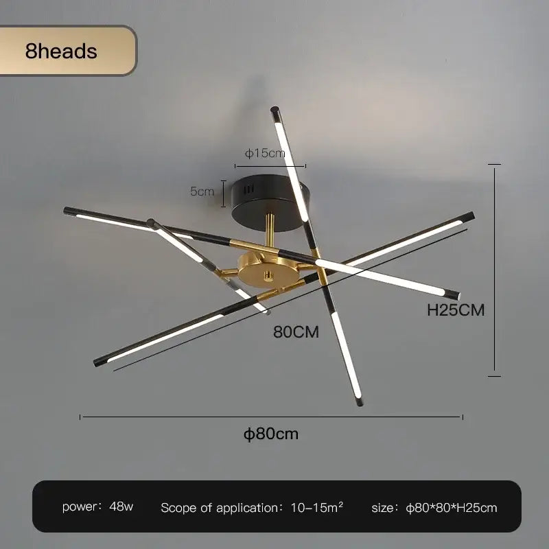 Modern black & gold led ceiling chandelier living room light