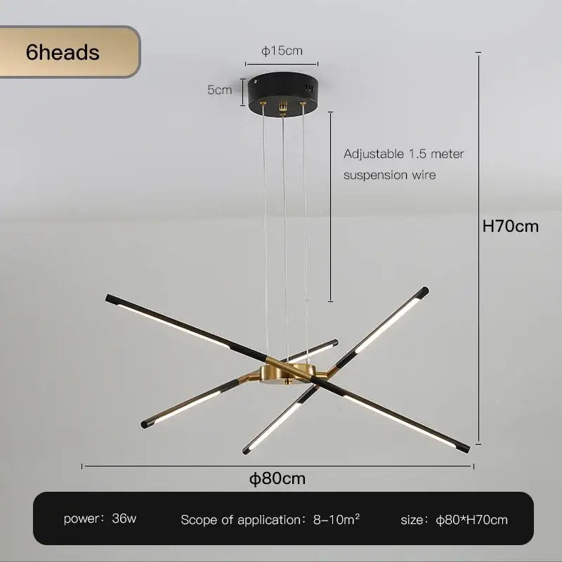 Modern black & gold led ceiling chandelier living room light