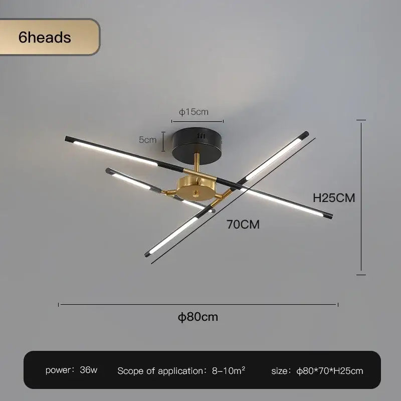 Modern black & gold led ceiling chandelier living room light