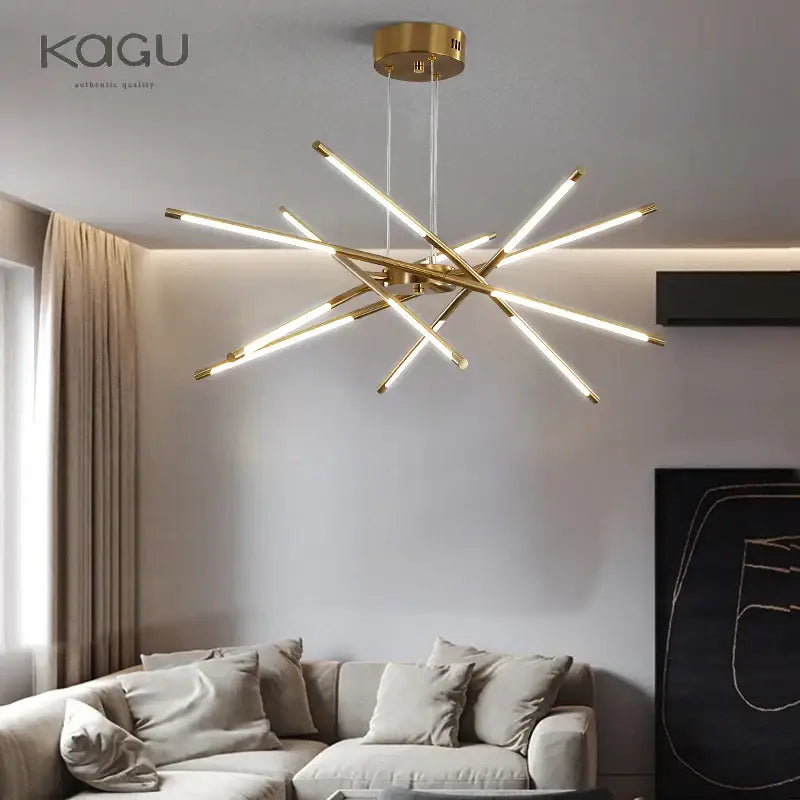 Modern black & gold led ceiling chandelier living room light