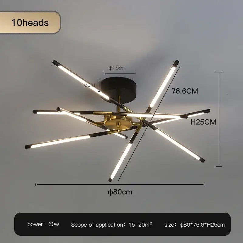 Modern black & gold led ceiling chandelier living room light