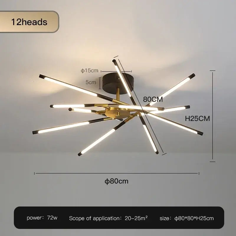 Modern black & gold led ceiling chandelier living room light