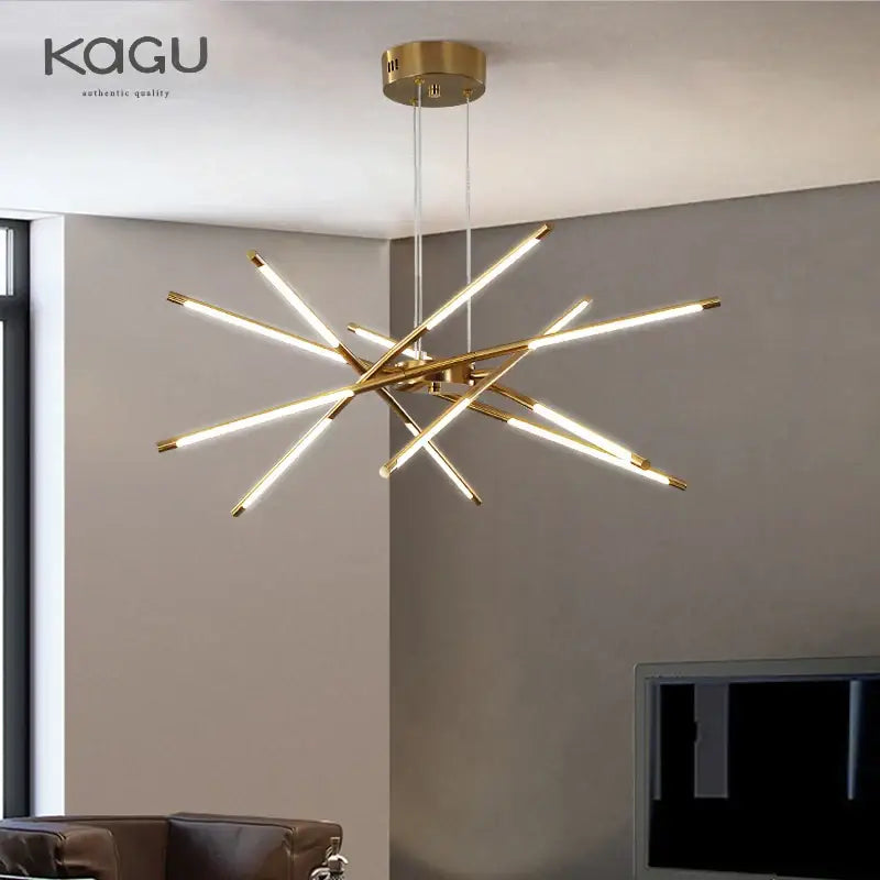 Modern black & gold led ceiling chandelier living room light