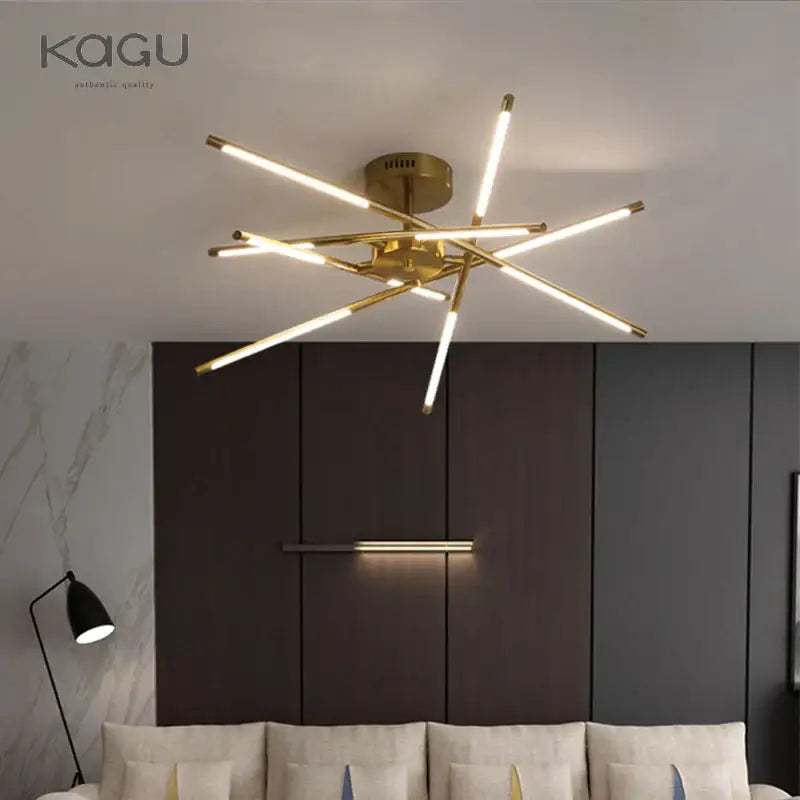 Modern black & gold led ceiling chandelier living room light