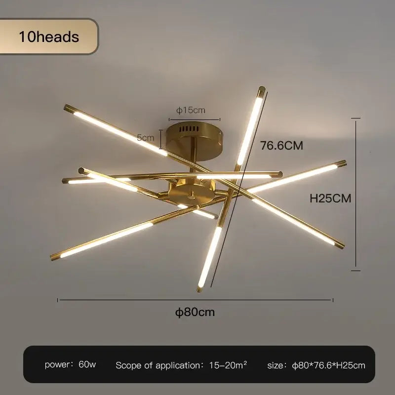 Modern black & gold led ceiling chandelier living room light