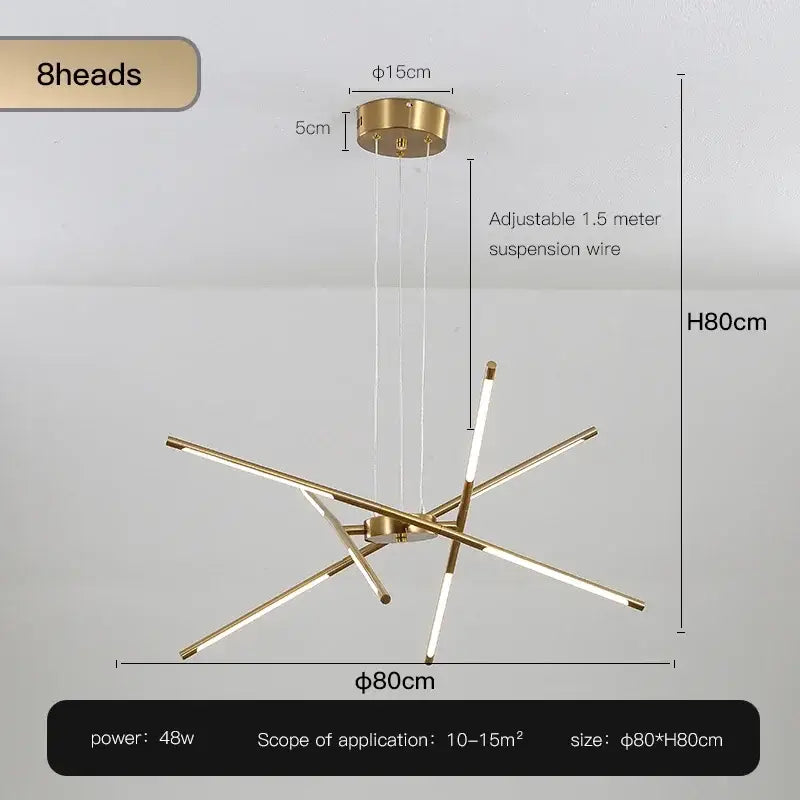 Modern black & gold led ceiling chandelier living room light