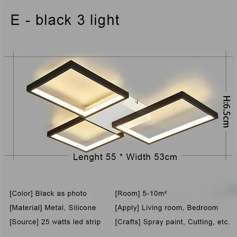 Modern black & gold led chandelier ceiling light for living room